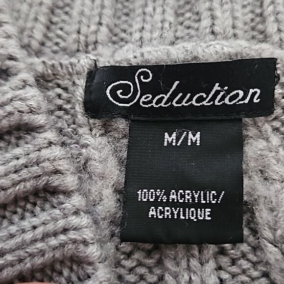 Seductions Knitted Long Sleeves Sweater Medium Gray - Picture 6 of 16